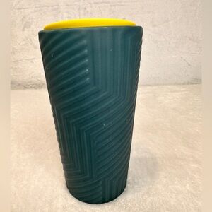 Starbucks 2024 Angular Blue Soft Touch Pattern Ceramic Travel Mug w Lid 12oz NEW
